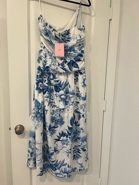 Hello Molly Blue Floral Maxi Dress on White
